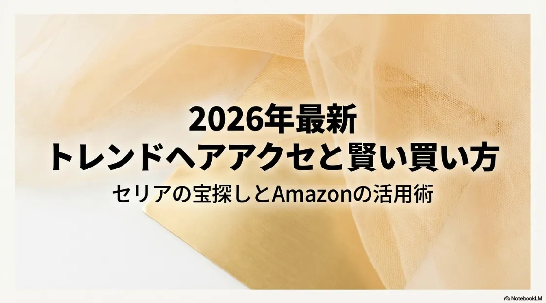 2026年の最新ヘアアクセトレンドと、セリアでの宝探し、Amazonの活用術を解説するメインタイトル