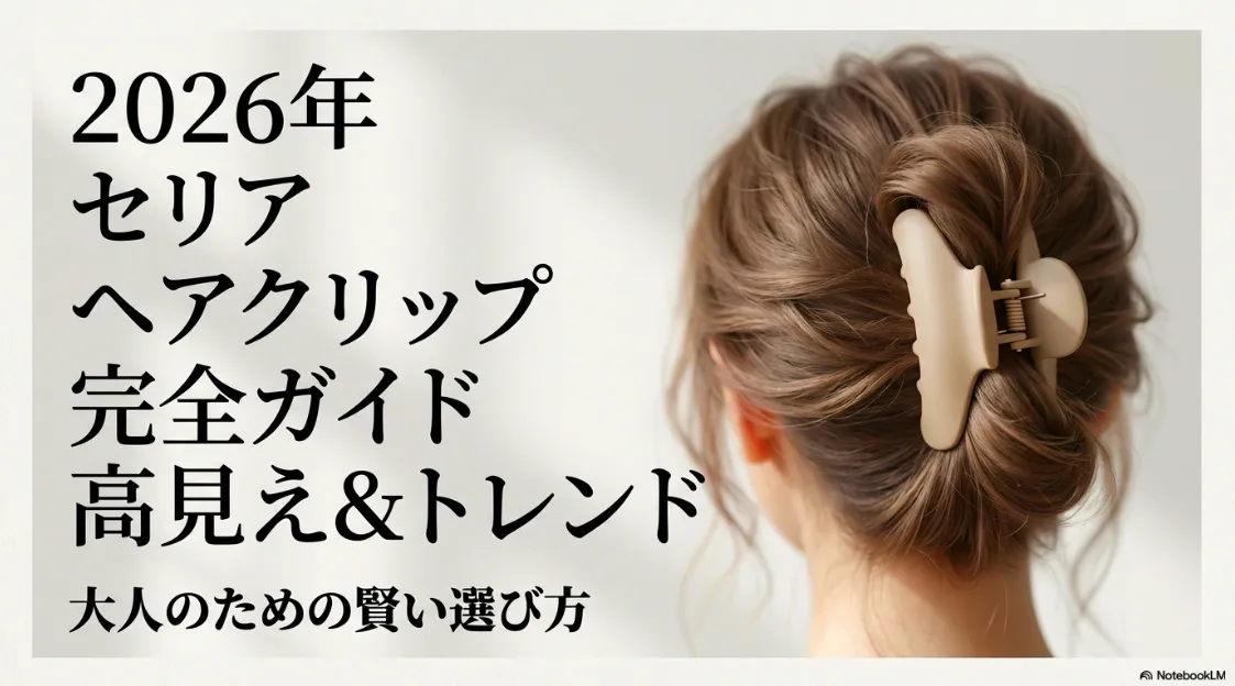 2026年セリアヘアクリップ完全ガイドの表紙スライド。高見えとトレンドを意識した大人のための選び方を解説