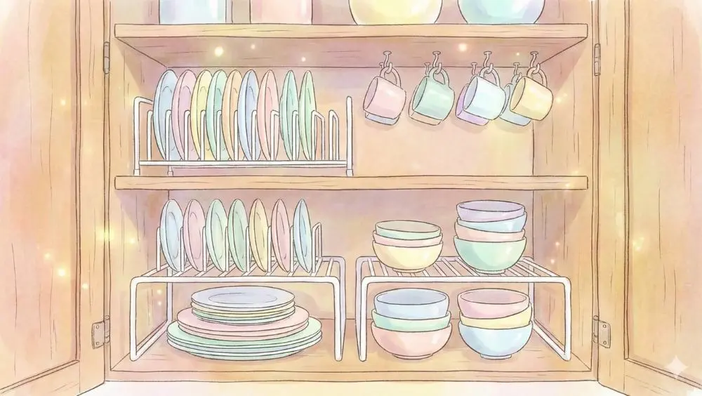 セリアの食器棚の収納術！100均でおしゃれに整う神ワザ公開