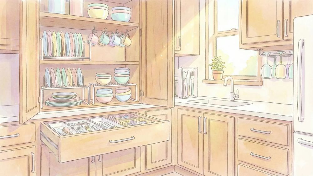 理想のセリアと100均の食器棚収納術へ