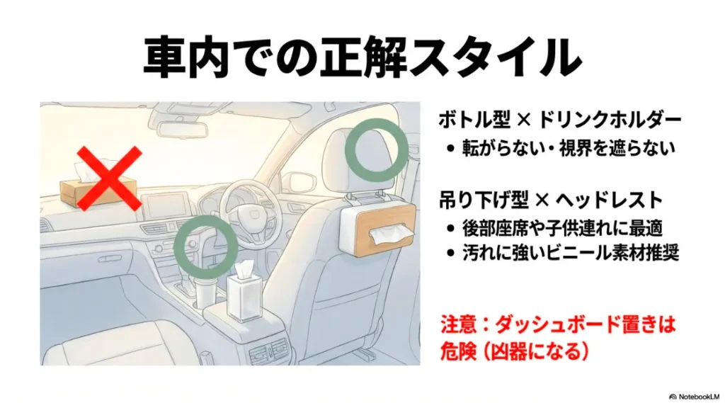 車内のドリンクホルダーやヘッドレストへの正しい設置法と危険な置き方の解説