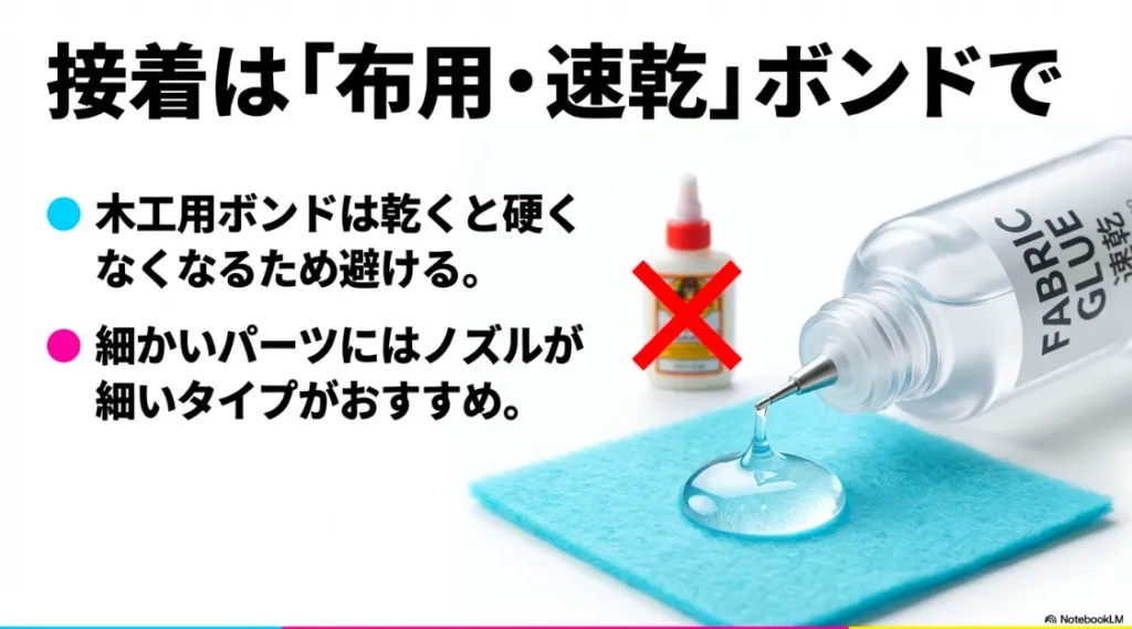 布用・速乾ボンドの推奨。木工用ボンドを避ける理由と細かいパーツ向けの細ノズル紹介