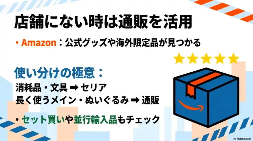 耗品はセリア、長く使うメインアイテムや海外限定品はAmazonで探すという使い分けの極意