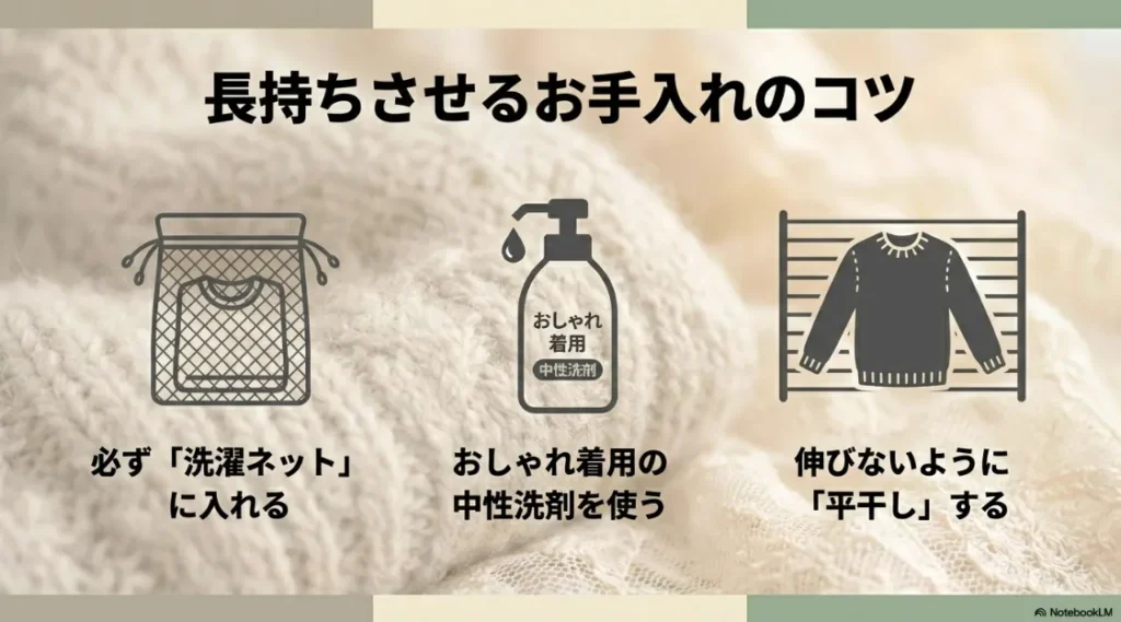 洗濯ネット、中性洗剤、平干しなど、つけ襟を長持ちさせるためのお手入れ