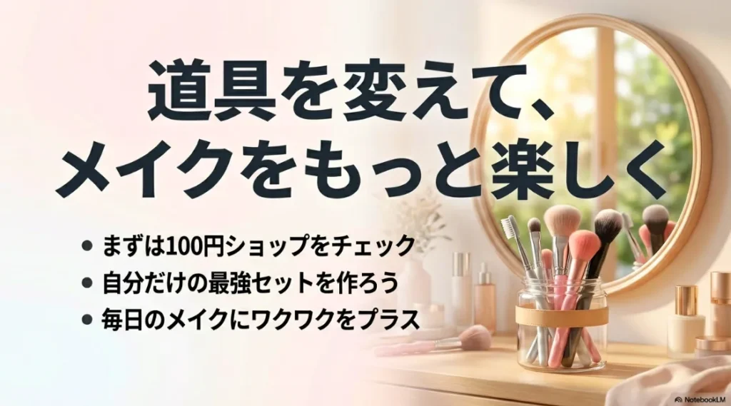 100円ショップから始めて自分だけの最強セットを作ろうというまとめメッセージ