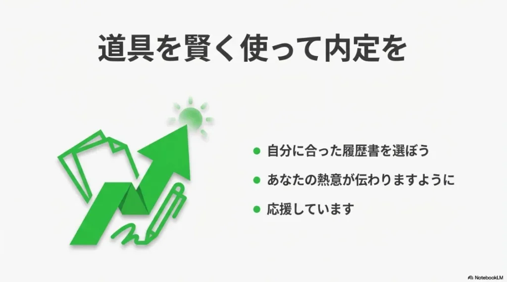 自分に合った履歴書を選んで熱意を伝えようという応援メッセージ