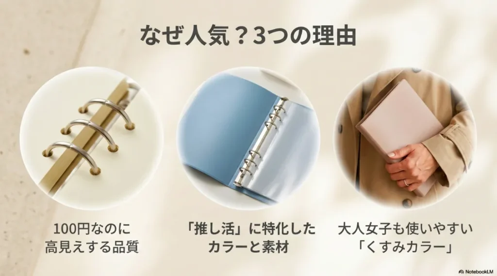 高見えする品質と大人女子向けのくすみカラーなど、セリアのバインダーが人気の3つの理由