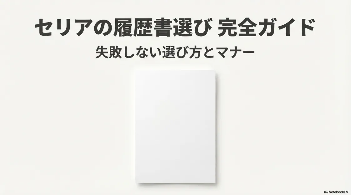 セリアの履歴書選び完全ガイド。失敗しない選び方とマナーの解説資料