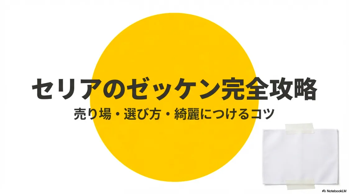 セリアのゼッケンの売り場、選び方、綺麗に付けるコツをまとめたスライドの表紙
