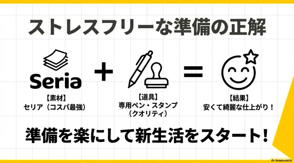 セリアのコスパと専用スタンプの品質を組み合わせた賢い名前付けのまとめ