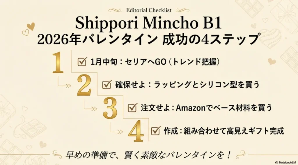 1月中旬のトレンド把握から、資材確保、Amazon注文、作成までの流れをまとめたチェックリスト