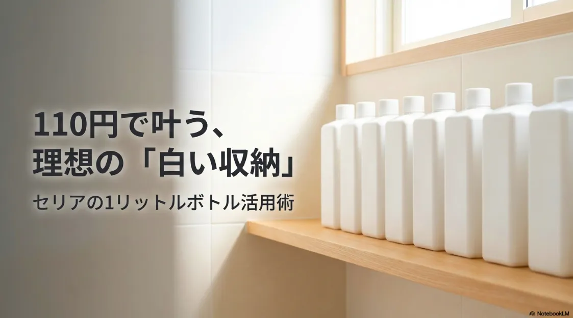 110円で叶う理想の白い収納、セリアの1リットルボトル活用術のタイトル画像