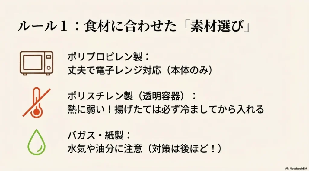 ポリプロピレン、ポリスチレン、バガス・紙製容器の耐熱性や電子レンジ対応の違いについての解説