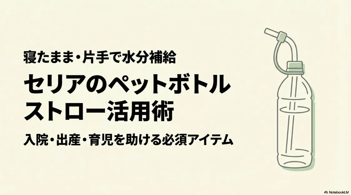 寝たまま・片手で水分補給できるセリアのペットボトルストロー活用術 。入院・出産・育児の必須アイテム