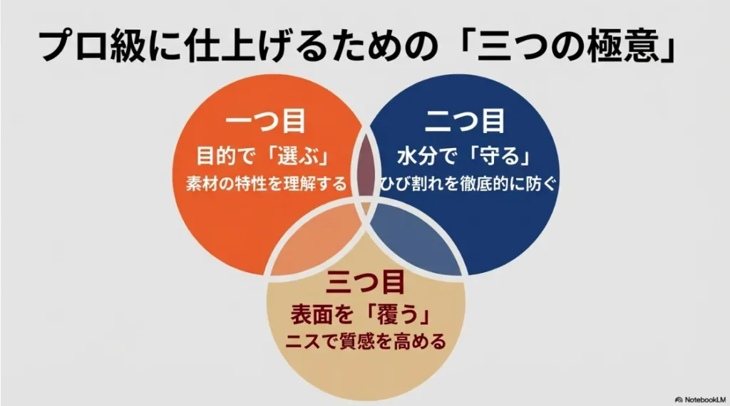 粘土造形の質を高めるための「選ぶ・守る・覆う」という3つの重要なポイント