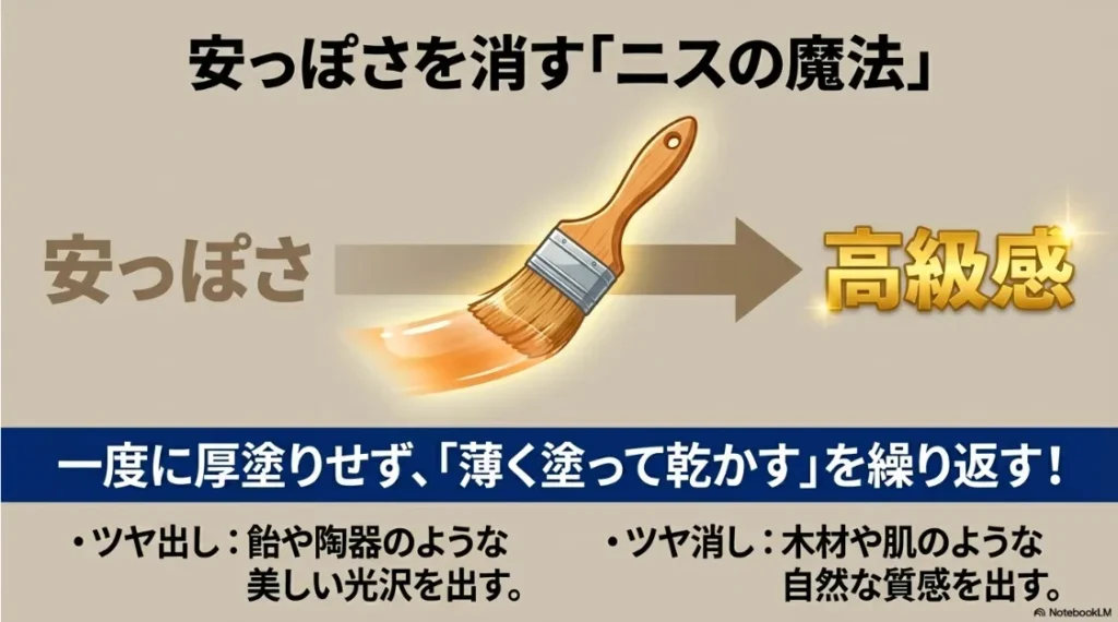 ツヤ出しとツヤ消しの使い分け、および「薄く塗って乾かす」を繰り返す塗装のコツ