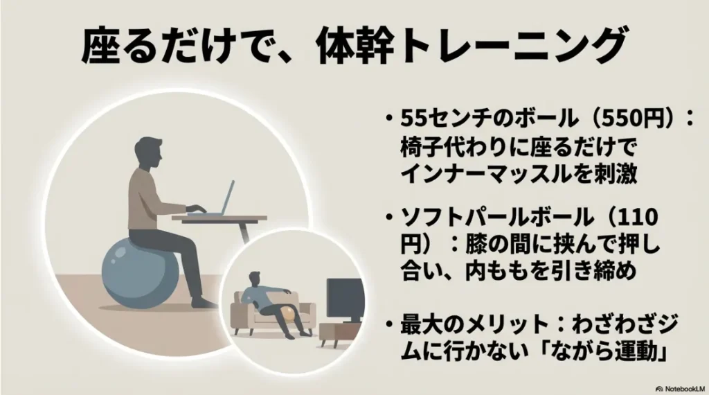 セリアのバランスボールとソフトパールボールを使用した体幹トレーニングのメリット