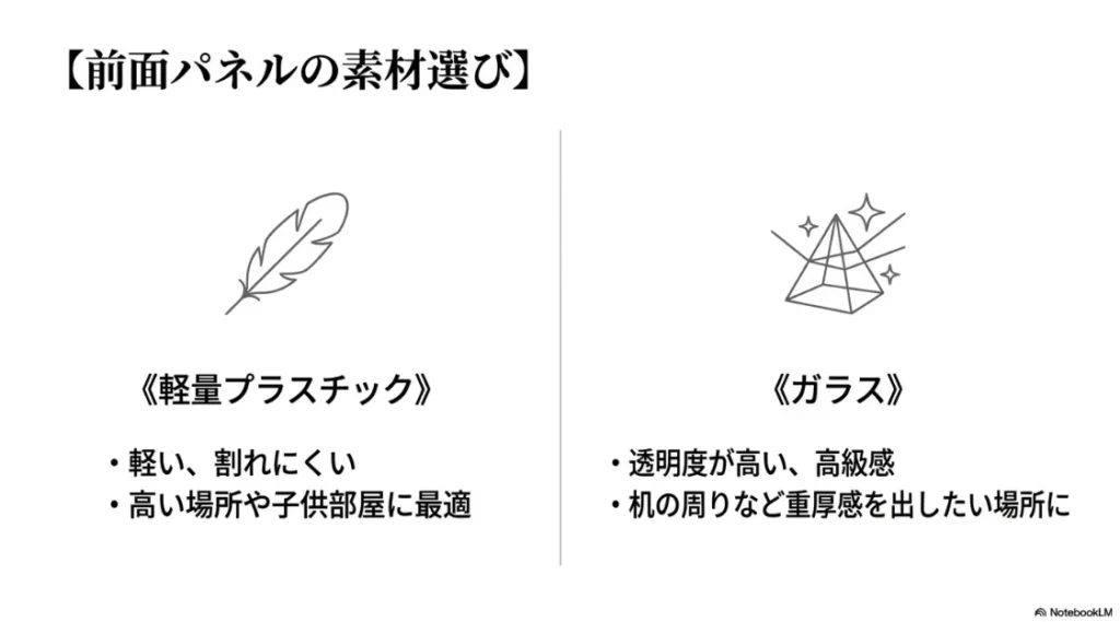 軽量プラスチックとガラスパネルのメリット・デメリットと適した設置場所