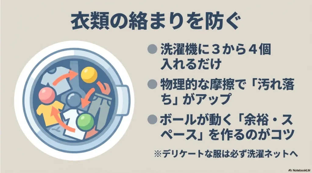 洗濯機に入れるだけで衣類の絡まりを防ぎ汚れ落ちをアップさせる洗濯ボールの活用術