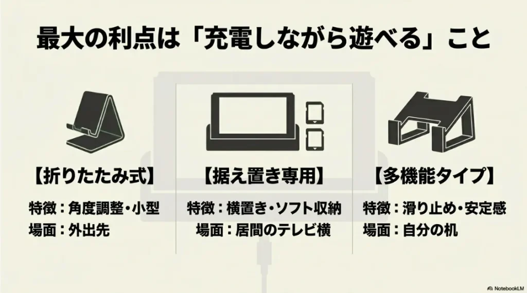 外出先、テレビ横、自分の机など場面に合わせた各スタンドの特徴と使い分けガイド
