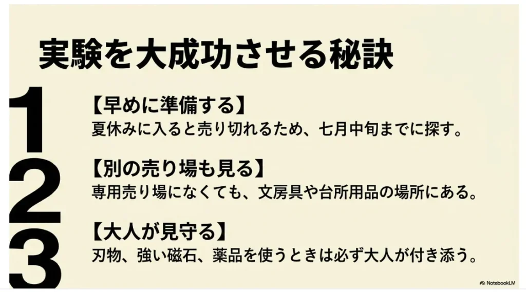自由研究を成功させるための準備と注意点