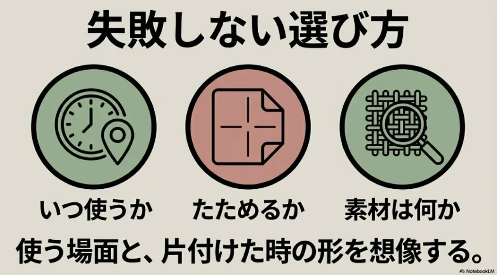 使う場面、たためるか、素材の3点を確認する旅行グッズの選び方のポイント
