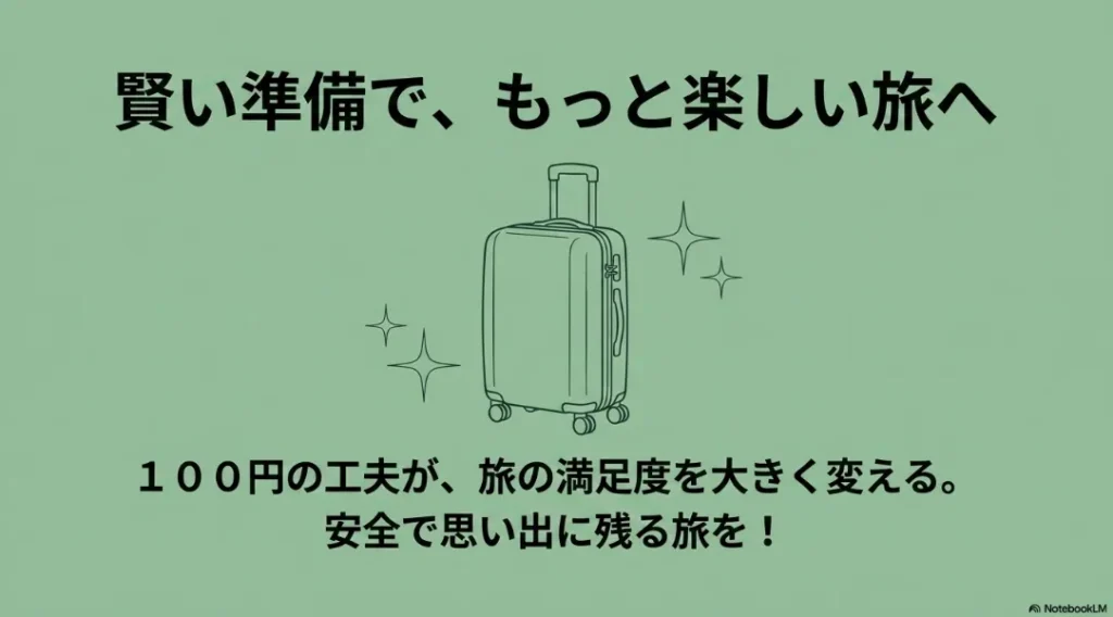 100円グッズの工夫で満足度の高い安全な旅行を提案するまとめ
