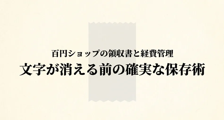 百円ショップの領収書と経費管理について解説したスライドの表紙