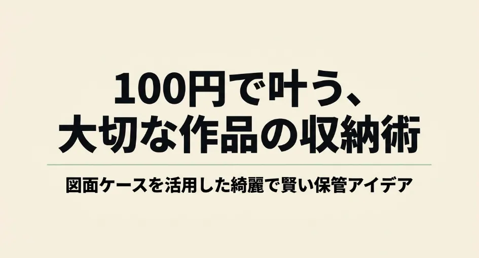 セリアのスライド式図面ケースの特徴（長さ35cm〜65cmまで無段階調整、110円、ポリプロピレン製など）